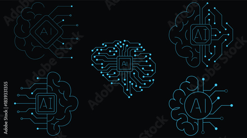 Modern AI brain circuit designs showcase advanced artificial intelligence technology for innovative digital solutions and futuristic concepts.