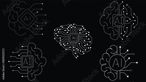 Modern AI brain circuit designs showcase advanced artificial intelligence technology for innovative digital solutions and futuristic concepts.