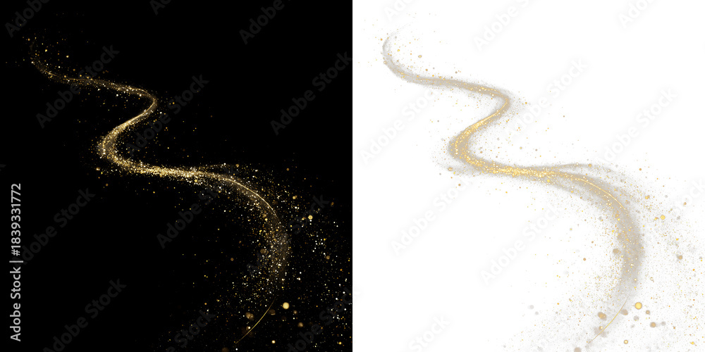 Fototapeta premium PNG Golden Light Trail Overlay PNG on transparent background