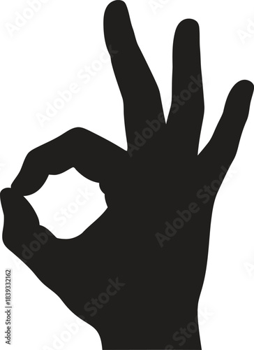 Silhouette of a hand making the okay gesture