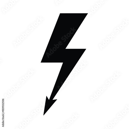 Hand drawn black lightning bolt isolated on white