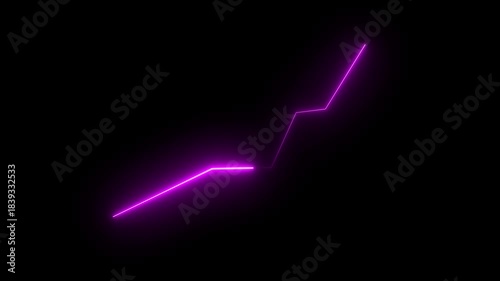 Neon business graph animation. Glowing neon arrow business graph icon animation on black background.