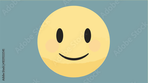 Minimalist Flat Vector Smiley Face Icon on Blue Background