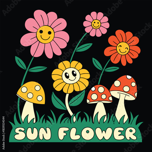 A retro style sunflower vector design