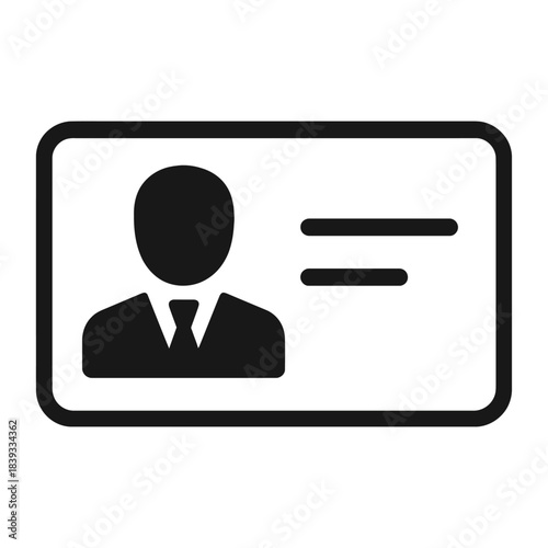 Simple dark silhouette icon of an identification card or employee badge