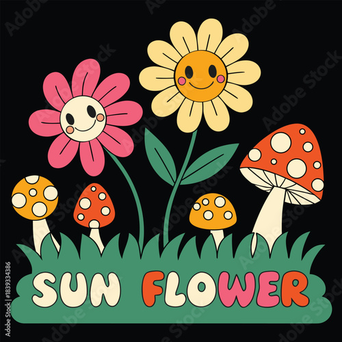 A retro style sunflower vector design