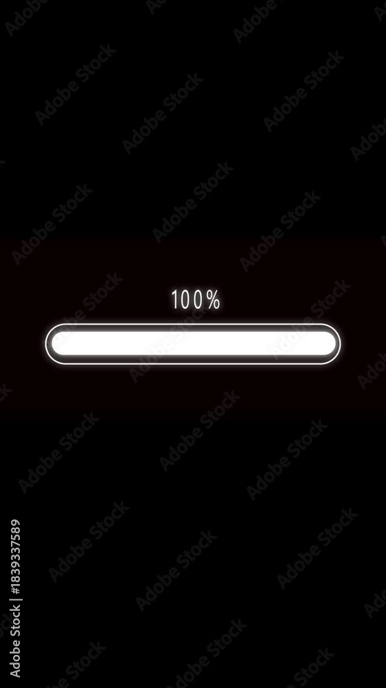 Loading screen animation vertical video loop showing 100 percent ...
