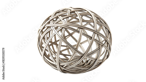 Abstract Sphere: An intricate sphere of interwoven metal rods, displaying geometric precision and elegant design.