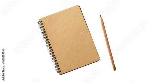 Notebook and Pencil: An open notebook with spiral binding and a sharpened pencil, set against a pristine backdrop, invites creativity, ideas, and structured planning.