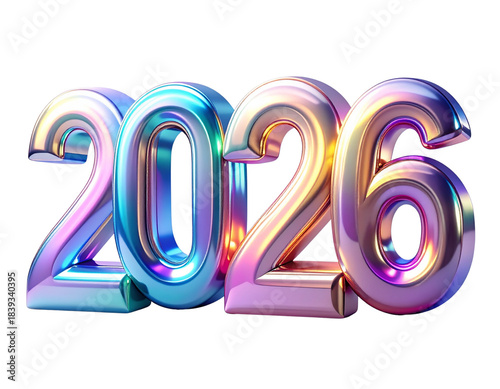  Iridescent Gradient “2026” Digital Art Brand Logo
