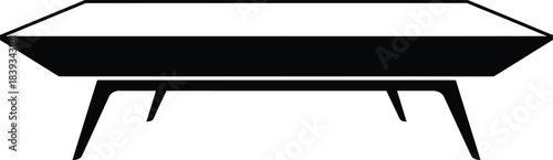 Rectangular Splayed-Leg Coffee Table Vector Icon, Retro Furniture Silhouette, Modern End Table, Black Isolated Illustration, Living Room Graphic Element, EPS Design