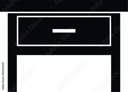 Square Drawer Shelf Bedside Table Vector Graphic, Open Storage Furniture Silhouette, Nightstand Icon, Black Isolated Illustration, Bedroom Element, EPS Design