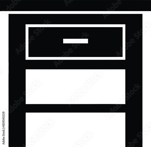 Square Drawer Shelf Bedside Table Vector Graphic, Open Storage Furniture Silhouette, Nightstand Icon, Black Isolated Illustration, Bedroom Element, EPS Design