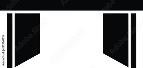 Office desk vector silhouette, corporate workspace furniture, business table icon, solid executive station