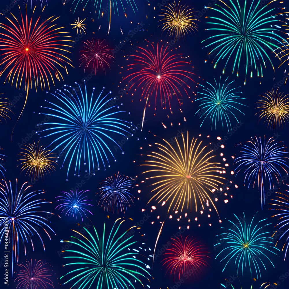 Fototapeta premium Fireworks Celebration Pattern