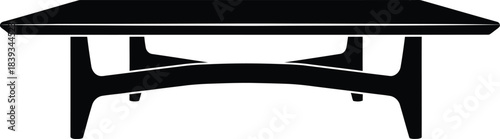 Oblong Splayed-Leg End Table Vector Graphic, Modern Furniture Silhouette, Rectangular Coffee Table, Black Isolated Icon, Home Design Element, EPS Illustration