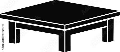 Minimalist rectangular table vector silhouette, simple furniture icon, basic desk symbol, dining graphic