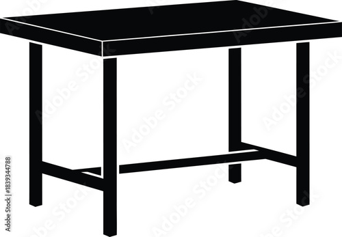 Minimalist rectangular table vector silhouette, simple furniture icon, basic desk symbol, dining graphic