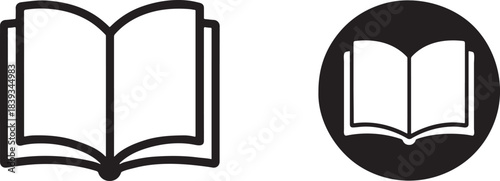 Flat line book icon set in clean silhouette style, perfect for apps, education and branding use.