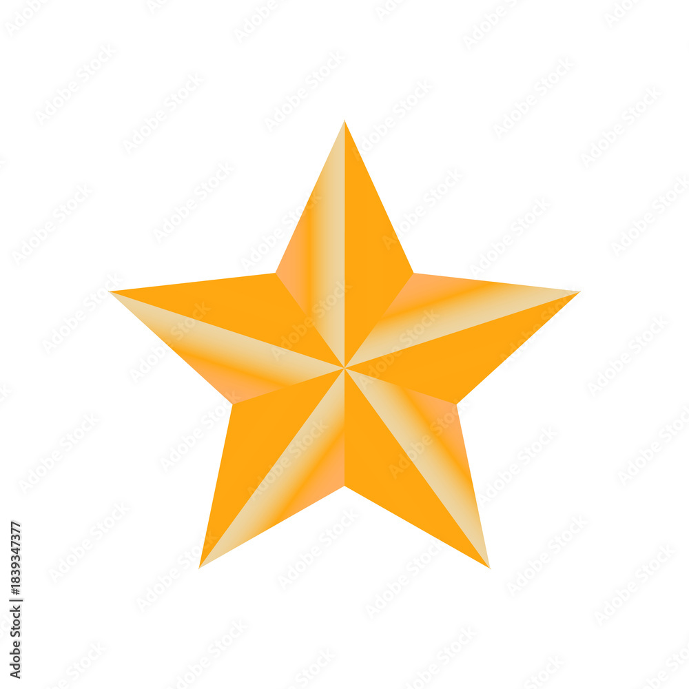 Fototapeta premium Vibrant golden five-point star graphic, shiny and reflective. isolated on transparent background