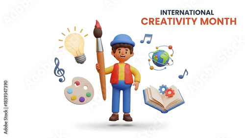Symbols of creativity for international creativity month, perfect for promoting workshops, events, and creative projects. Celebrate creativity with style.