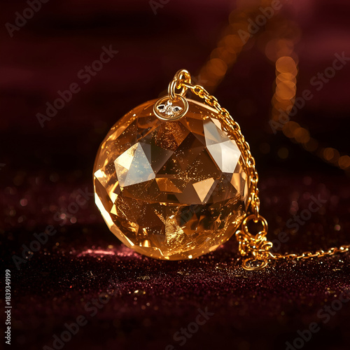Golden Crystal Sphere Pendant – Luxury Charm Necklace