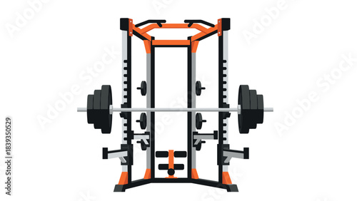 Modern smith machine with barbells for strength training