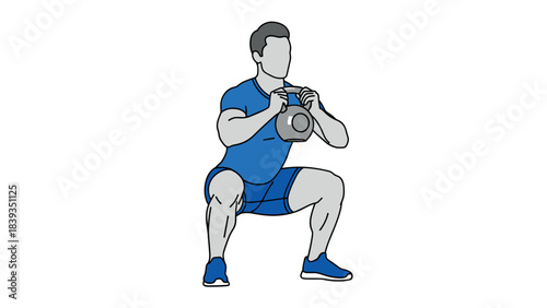 Man performing kettlebell squat in minimalist style
