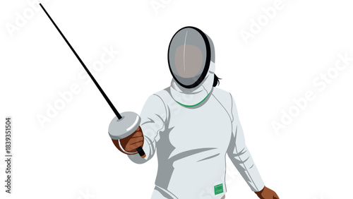 Fencer in full gear ready for action