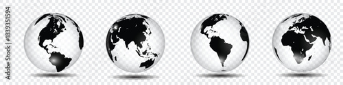black and white globe icons