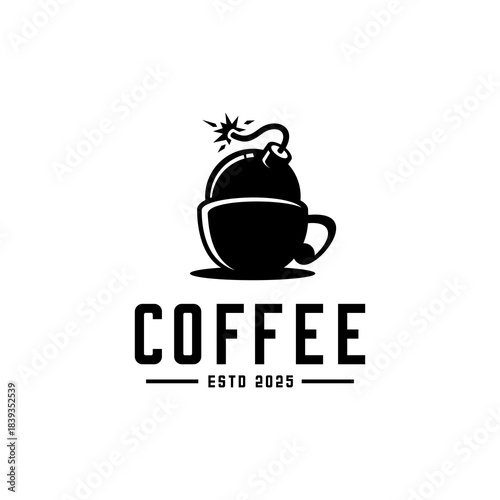 Bomb coffee, coffee cafe logo