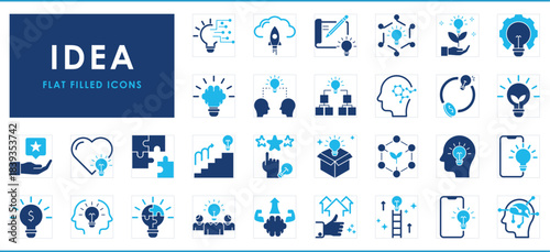 A set of flat icons related to Idea.