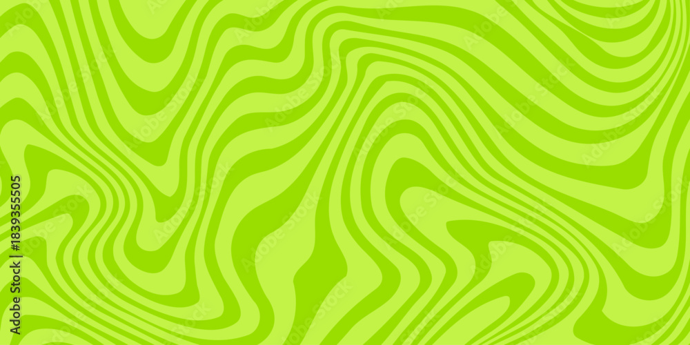 Naklejka premium Abstract green background with hypnotic wavy lines pattern. Fresh and natural background. eps10