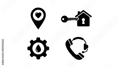 Fundamental vector symbols representing various business functions and critical services
