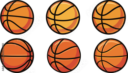 Set of basketball balls on a Transparent background, Vector illustration	
