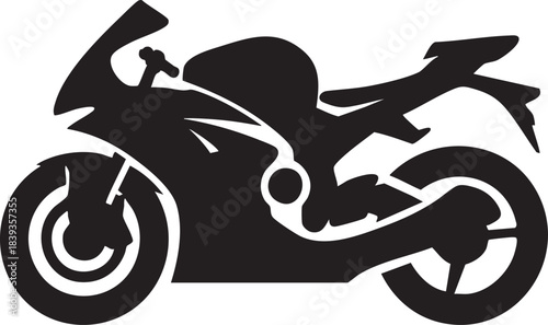 Black silhouette of a sport motorcycle white
