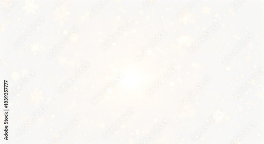 Fototapeta premium Bright transparent background with subtle golden bokeh lights and falling snowflakes effect isolated on white