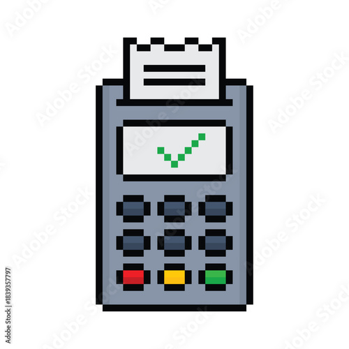 pixel art payment terminal 8 bit vector icon for computer game logo