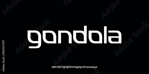 Vector illustration of a modern sans-serif alphabet font with a futuristic style and clean letterforms.