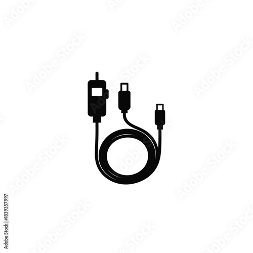 Black usb c charging cable silhouette