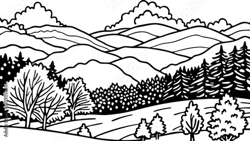 Very beautiful vibrant autumn meadow in the Green Mountains of Vermont, with colorful trees, rolling hills, and glowing seasonal ambiance.