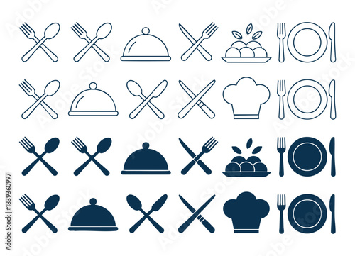Culinary kitchenware utensil symbols Vector