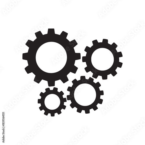 Detailed mechanical gear silhouette with intricate cogwheel design elements