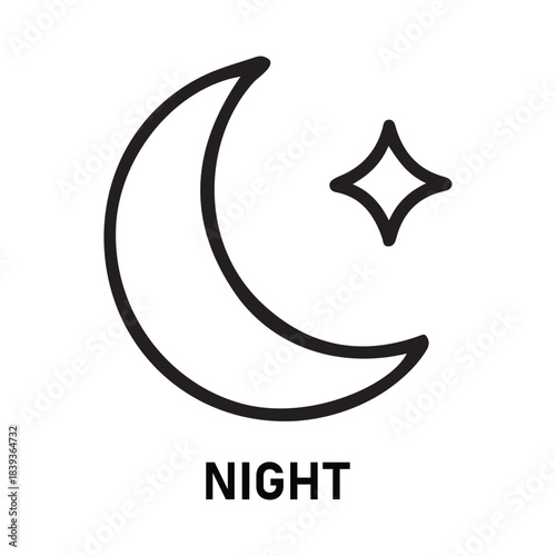 Night sky icon with moon and stars representing darkness and celestial elements