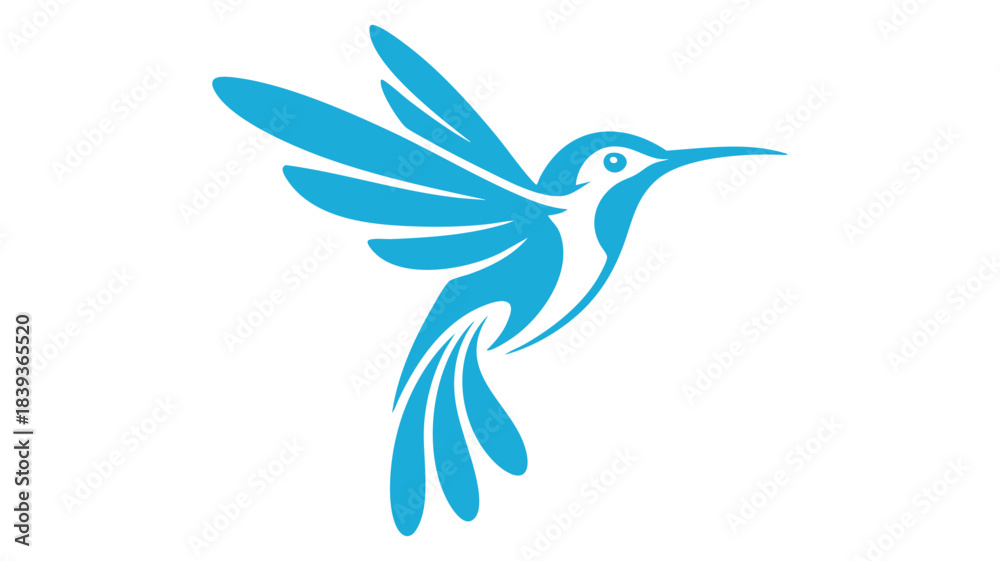 Fototapeta premium Blue flying hummingbird logo design Vector