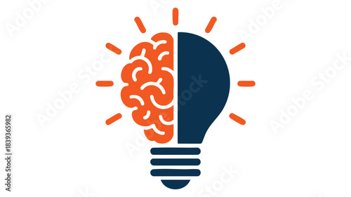 Brain and lightbulb representing idea Vector