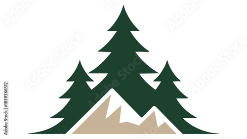 Stylized forest and mountain icon