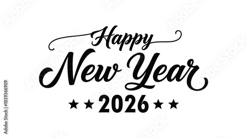 Elegant new year greeting with calligraphy and sparkling star details for 2026