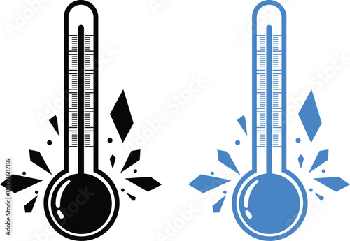 Cold temperature thermometer icon