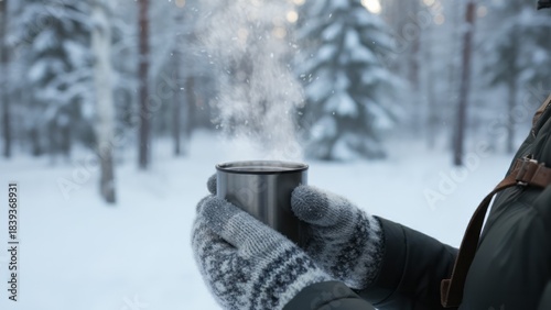 Warm Drink in Winter Wonderland Snow Hot Drink Mug